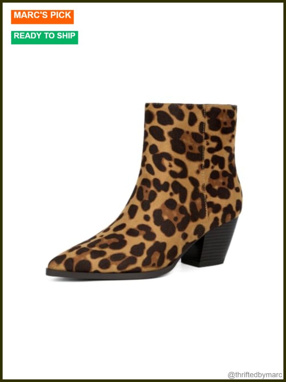 Women Pointed Toe Chunky Heel Ankle Boots Western Booties